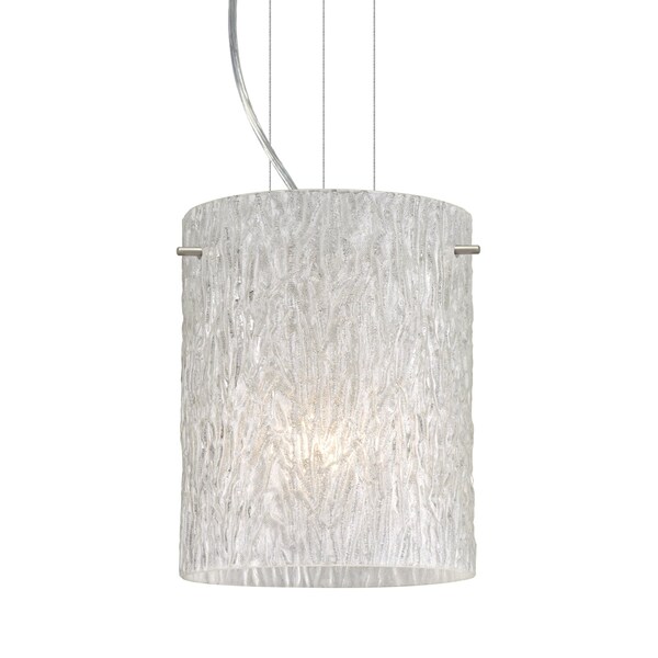 Besa Lighting Tamburo 8 Cable Pendant, Glitter Stone, Satin Nickel Finish, 1x100W Incandescent 1KG-4006GL-SN - main
